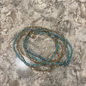 J Crew beaded Bracelet  Set with Gold and turquoise Accents New